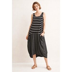 Alembika Layered Cocoon Tank Midi Dress Sz 4 Artsy‎ Lagenlook Art Wear